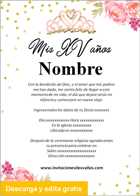 Las Mejores Invitaciones de Xv Años para editar y ...