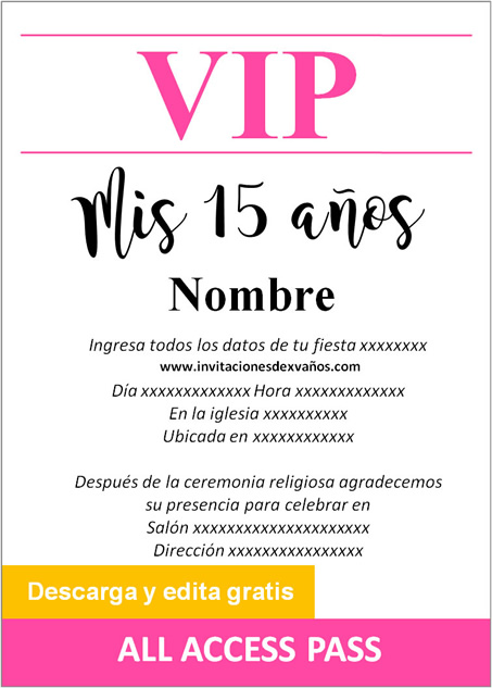 Invitaciones de Xv Años Acceso Vip