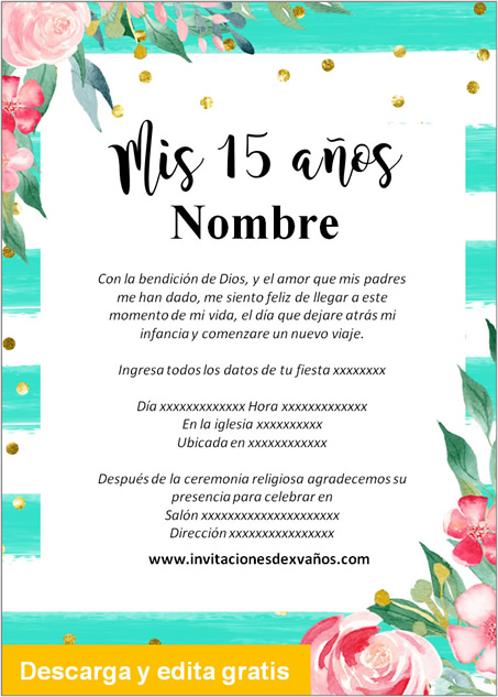 Invitaciones de Xv Años gratis