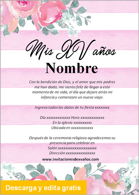 Invitaciones de 15 Años para imprimir gratis