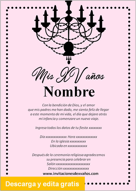 Invitación de 15 Años candelabro estilo clásico