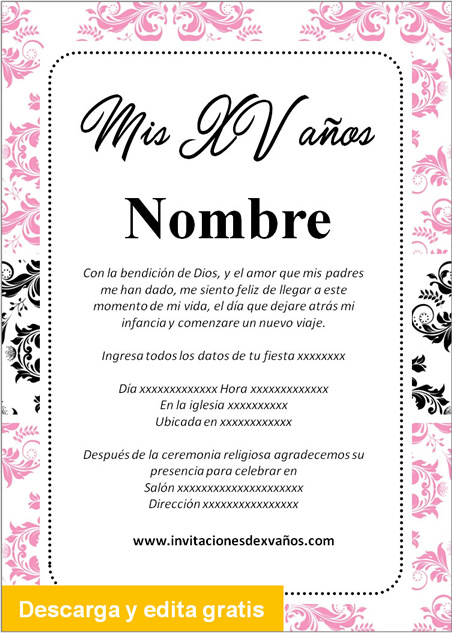 Invitaciones de Xv Años gratis