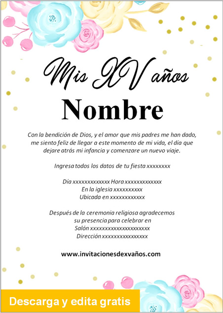 Invitaciones de Xv Años gratis