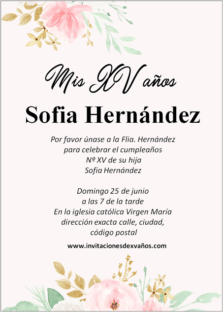 Redacción Invitación De XV Años