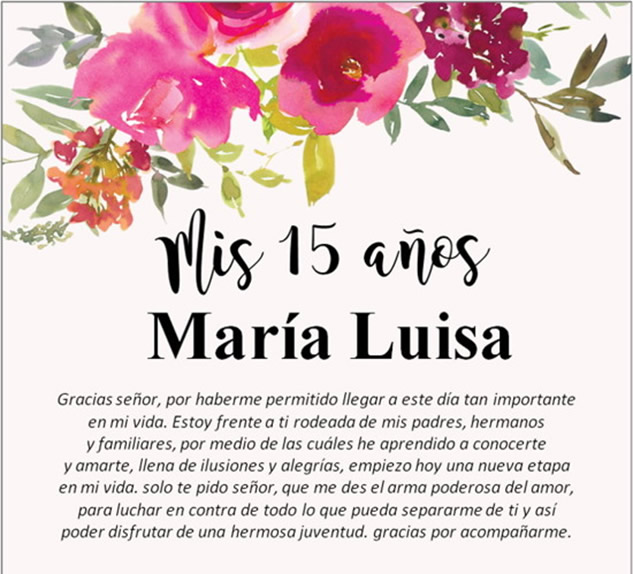 Oraciones Religiosas invitación 15 Años