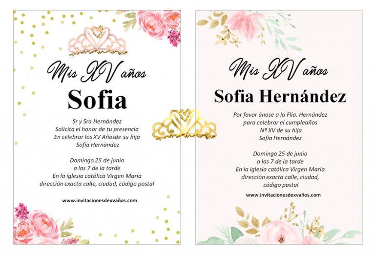 Datos para rellenar invitación de 15 Años